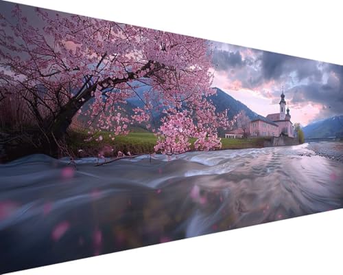 Malen Nach Zahlen Erwachsene Landschaft Malen Nach Zahlen Fluss, DIY Paint by Numbers Adult Kinder Mit Pinseln und Acrylfarbe Malen Nach Zahlen Set Home Haus Deko Geschenke(Rahmenlos,100x200cm) 2-5 von Waxonle