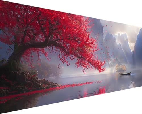 Malen Nach Zahlen Erwachsene Landschaft Malen Nach Zahlen Herbst, DIY Paint by Numbers Adult Kinder Mit Pinseln und Acrylfarbe Malen Nach Zahlen Set Home Haus Deko Geschenke(Rahmenlos,60x120cm) 5-L von Waxonle