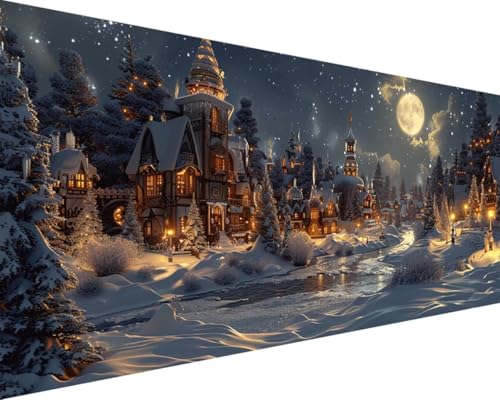 Malen Nach Zahlen Erwachsene Mond Malen Nach Zahlen Winter, DIY Paint by Numbers Adult Kinder Mit Pinseln und Acrylfarbe Malen Nach Zahlen Set für Geschenke und Home Haus Deko(Rahmenlos,40x80cm) 6-Z von Waxonle