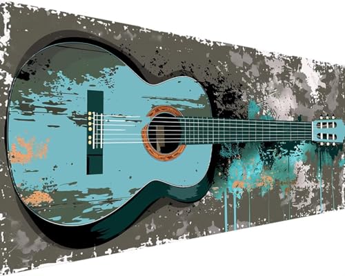 Malen Nach Zahlen Erwachsene Musikinstrument Malen Nach Zahlen Gitarre, DIY Paint by Numbers Adult Kinder Mit Pinseln und Acrylfarbe Malen Nach Zahlen Set Home Deko Geschenke(Rahmenlos,40x80cm) H-4 von Waxonle