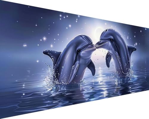 Malen Nach Zahlen Erwachsene Ozean Malen Nach Zahlen Delphin, DIY Paint by Numbers Adult Kinder Mit Pinseln und Acrylfarbe Malen Nach Zahlen Set für Geschenke und Home Haus Deko(Rahmenlos,40x80cm) 4-2 von Waxonle