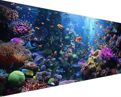 Malen Nach Zahlen Erwachsene Ozean Malen Nach Zahlen Fisch, DIY Paint by Numbers Adult Kinder Mit Pinseln und Acrylfarbe Malen Nach Zahlen Set für Geschenke und Home Haus Deko(Rahmenlos,60x120cm) B-2 von Waxonle