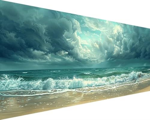 Malen Nach Zahlen Erwachsene Ozean Malen Nach Zahlen Strand, DIY Paint by Numbers Adult Kinder Mit Pinseln und Acrylfarbe Malen Nach Zahlen Set für Geschenke und Home Haus Deko(Rahmenlos,60x120cm) 7-5 von Waxonle