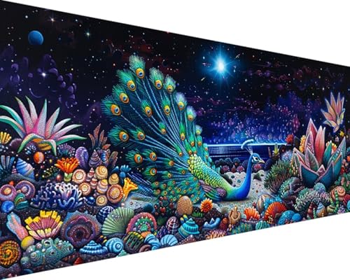 Malen Nach Zahlen Erwachsene Pfau Malen Nach Zahlen Blume, DIY Paint by Numbers Adult Kinder Mit Pinseln und Acrylfarbe Malen Nach Zahlen Set für Geschenke und Home Haus Deko(Rahmenlos,100x200cm) 9-W von Waxonle