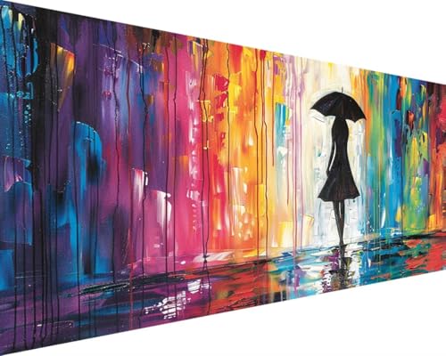 Malen Nach Zahlen Erwachsene Regenschirm Malen Nach Zahlen Farbe, DIY Paint by Numbers Adult Kinder Mit Pinseln und Acrylfarbe Malen Nach Zahlen Set Home Haus Deko Geschenke(Rahmenlos,60x120cm) 7-2 von Waxonle