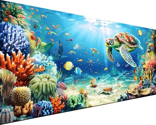 Malen Nach Zahlen Erwachsene SchildkröTe Malen Nach Zahlen Ozean, DIY Paint by Numbers Adult Kinder Mit Pinseln und Acrylfarbe Malen Nach Zahlen Set Home Haus Deko Geschenke(Rahmenlos,60x120cm) 7-2 von Waxonle