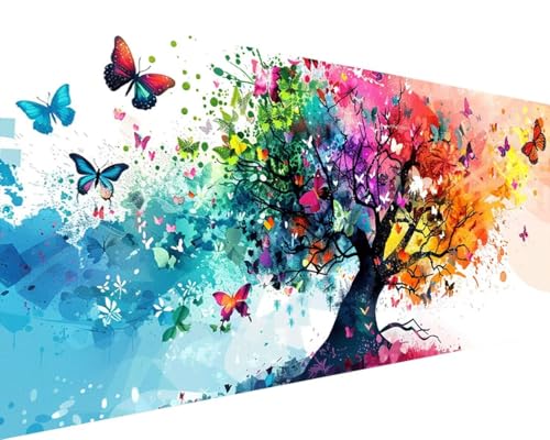 Malen Nach Zahlen Erwachsene Schmetterling Malen Nach Zahlen Baum, DIY Paint by Numbers Adult Kinder Mit Pinseln und Acrylfarbe Malen Nach Zahlen Set Home Haus Deko Geschenke(Rahmenlos,40x80cm) 7-3 von Waxonle