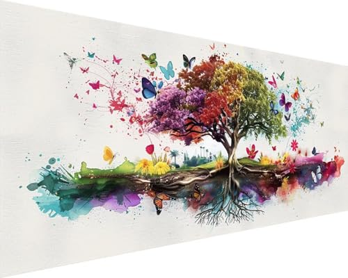 Malen Nach Zahlen Erwachsene Schmetterling Malen Nach Zahlen Baum, DIY Paint by Numbers Adult Kinder Mit Pinseln und Acrylfarbe Malen Nach Zahlen Set für Home Deko Geschenke(Rahmenlos,60x120cm) 0-3 von Waxonle