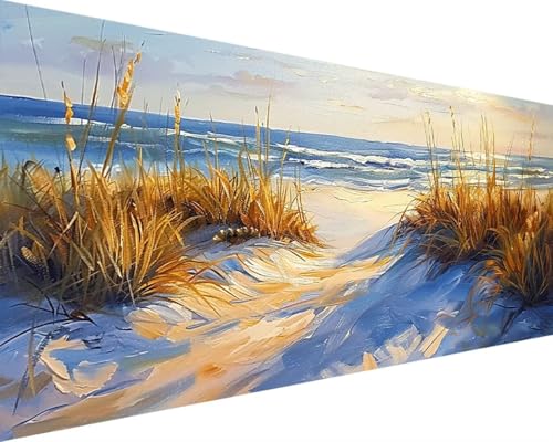 Malen Nach Zahlen Erwachsene Strand Malen Nach Zahlen Ozean, DIY Paint by Numbers Adult Kinder Mit Pinseln und Acrylfarbe Malen Nach Zahlen Set für Geschenke und Home Haus Deko(Rahmenlos,40x80cm) M-8 von Waxonle