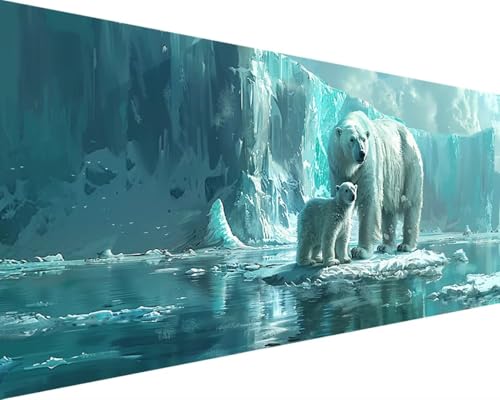 Malen Nach Zahlen Erwachsene Tier Malen Nach Zahlen EisbäR, DIY Paint by Numbers Adult Kinder Mit Pinseln und Acrylfarbe Malen Nach Zahlen Set für Geschenke und Home Haus Deko(Rahmenlos,100x200cm) 2-X von Waxonle