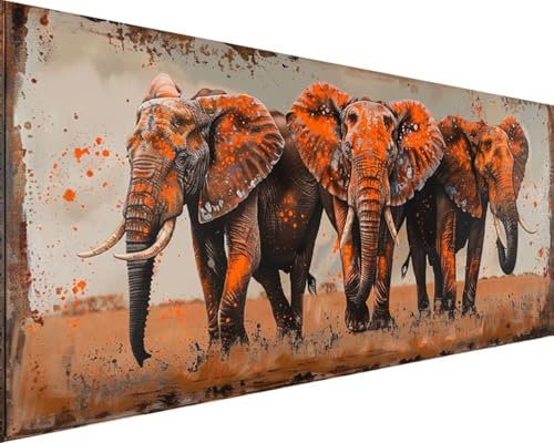 Malen Nach Zahlen Erwachsene Tier Malen Nach Zahlen Elefant, DIY Paint by Numbers Adult Kinder Mit Pinseln und Acrylfarbe Malen Nach Zahlen Set für Geschenke und Home Haus Deko(Rahmenlos,40x80cm) 9-2 von Waxonle