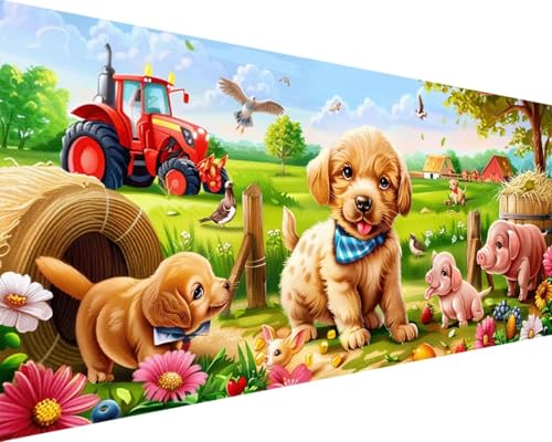 Malen Nach Zahlen Erwachsene Tier Malen Nach Zahlen Hund, DIY Paint by Numbers Adult Kinder Mit Pinseln und Acrylfarbe Malen Nach Zahlen Set für Geschenke und Home Haus Deko(Rahmenlos,100x200cm) H-L von Waxonle