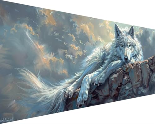 Malen Nach Zahlen Erwachsene Tier Malen Nach Zahlen Wolf, DIY Paint by Numbers Adult Kinder Mit Pinseln und Acrylfarbe Malen Nach Zahlen Set für Geschenke und Home Haus Deko(Rahmenlos,100x200cm) 0-C von Waxonle