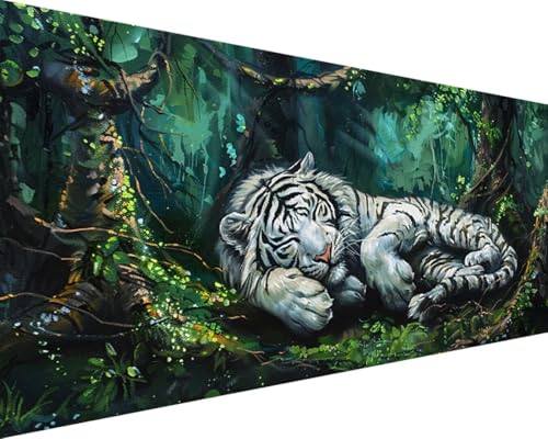 Malen Nach Zahlen Erwachsene Tiger Malen Nach Zahlen Tier, DIY Paint by Numbers Adult Kinder Mit Pinseln und Acrylfarbe Malen Nach Zahlen Set für Geschenke und Home Haus Deko(Rahmenlos,100x200cm) 6-B von Waxonle