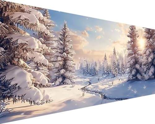 Malen Nach Zahlen Erwachsene Winter Malen Nach Zahlen Landschaft, DIY Paint by Numbers Adult Kinder Mit Pinseln und Acrylfarbe Malen Nach Zahlen Set Home Haus Deko Geschenke(Rahmenlos,60x120cm) 7-Q von Waxonle