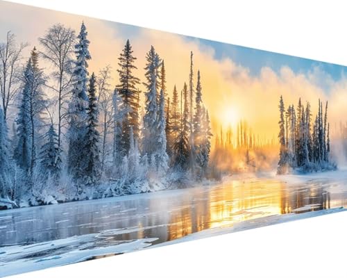 Malen Nach Zahlen Erwachsene Winter Malen Nach Zahlen Landschaft, DIY Paint by Numbers Adult Kinder Mit Pinseln und Acrylfarbe Malen Nach Zahlen Set für Home Deko Geschenke(Rahmenlos,100x200cm) 9-K von Waxonle