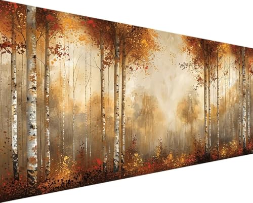 Malen Nach Zahlen Herbst, Malen Nach Zahlen Erwachsene Landschaft Acrylmalerei Set, DIY Rahmenlos Malen Nach Zahlen Kinder ab 10 Jahre Mädchen Kunsthandwerk Geschenk für Zimmer Deko 50x100cm 8-A von Waxonle