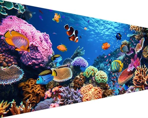 Malen Nach Zahlen Ozean, Malen Nach Zahlen Erwachsene Fisch Acrylmalerei Set, DIY Rahmenlos Malen Nach Zahlen Kinder ab 10 Jahre Mädchen Kunsthandwerk Set Geschenk, für Wand Zimmer Deko 30x60cm 6-U von Waxonle