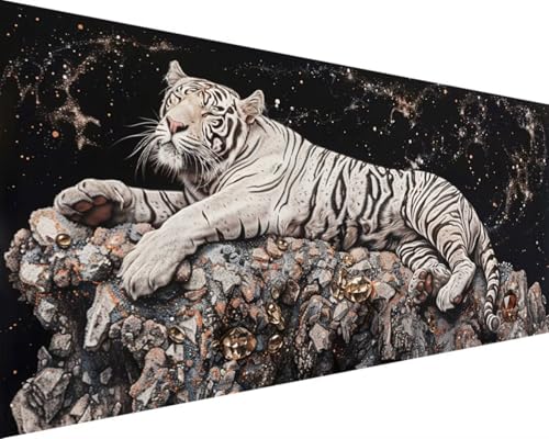 Malen Nach Zahlen Tier, Malen Nach Zahlen Erwachsene Tiger Acrylmalerei Set, DIY Rahmenlos Malen Nach Zahlen Kinder ab 10 Jahre Mädchen Kunsthandwerk Set Geschenk, für Wand Zimmer Deko 30x60cm A-M von Waxonle