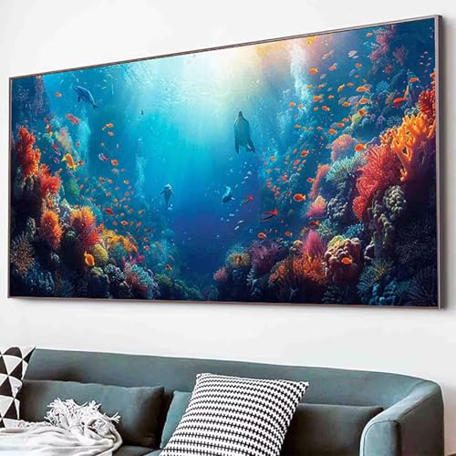 Meer Diamond Painting Koralle Diamond Painting Erwachsene Groß XXL 40x80cm Vollbohrer Diamanten Malerei Kinder Stickerei Kreuzstich Bastelset Erwachsene, Geschenke für Frauen, Deko Wohnzimmer -76yM von Waxonle