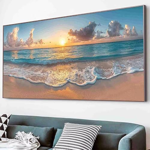 Meer Diamond Painting Strand Diamond Painting Erwachsene Groß XXL 40x80cm Vollbohrer Diamanten Malerei Kinder Stickerei Kreuzstich Bastelset Erwachsene, Geschenke für Frauen, Deko Wohnzimmer -88j3 von Waxonle