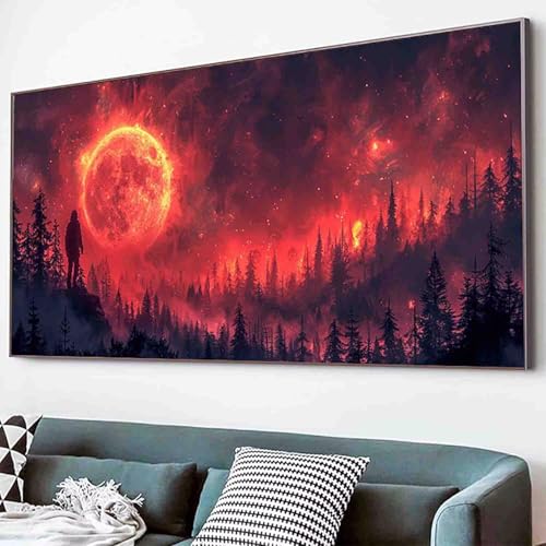 Mond Diamond Painting Landschaft Diamond Painting Erwachsene Groß XXL 100x200cm Vollbohrer Diamanten Malerei Kinder Stickerei Bastelset Erwachsene, Geschenke für Frauen, Wohnzimmer Deko Modern -26sT von Waxonle