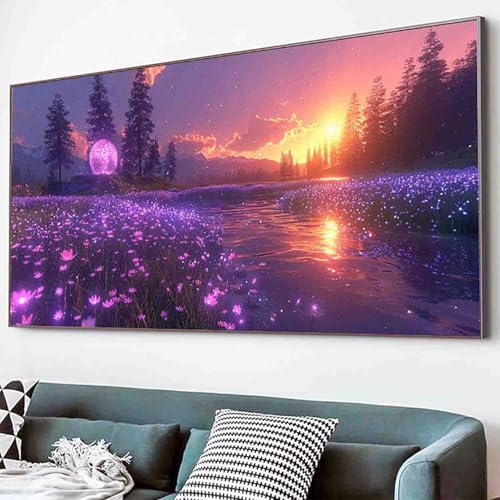 Mond Diamond Painting Landschaft Diamond Painting Erwachsene Groß XXL 30x60cm Vollbohrer Diamanten Malerei Kinder Stickerei Bastelset Erwachsene, Geschenke für Frauen, Wohnzimmer Deko Modern -87j1 von Waxonle