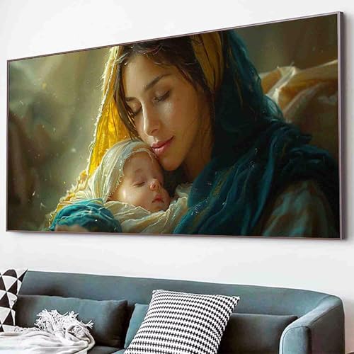 Mutter Diamond Painting Frau Diamond Painting Erwachsene Groß XXL 70x140cm Vollbohrer Diamanten Malerei Kinder Stickerei Kreuzstich Bastelset Erwachsene, Geschenke für Frauen, Deko Wohnzimmer -73yQ von Waxonle