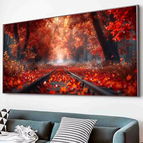 Schiene Diamond Painting Baum Diamond Painting Erwachsene Groß XXL 70x140cm Vollbohrer Diamanten Malerei Kinder Stickerei Kreuzstich Bastelset Erwachsene, Geschenke für Frauen, Deko Wohnzimmer -80j8 von Waxonle