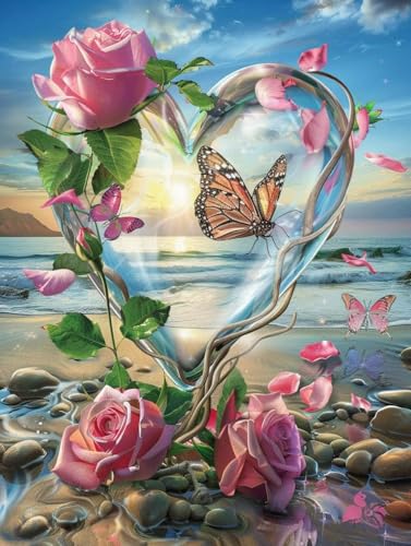 Schmetterling Diamond Painting Erwachsene DIY 5D Diamond Painting Bilder Ozean Diamant Painting 40x50cm, Diamond Art Painting Kinder Stickerei Basteln Set, Wandzimmer Deko, Geschenke für Frauen -Eo von Waxonle