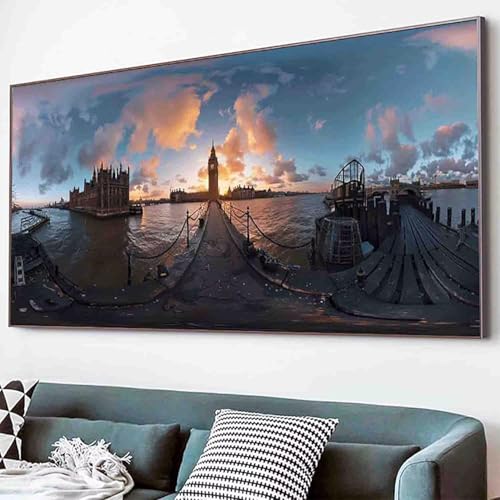 Stadt Diamond Painting Landschaft Diamond Painting Erwachsene Groß XXL 30x60cm Vollbohrer Diamanten Malerei Kinder Stickerei Bastelset Erwachsene, Geschenke für Frauen, Wohnzimmer Deko Modern -88jG von Waxonle