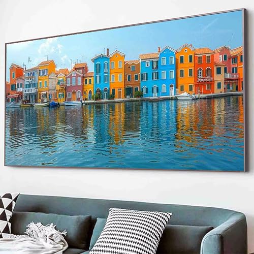 Stadt Diamond Painting Landschaft Diamond Painting Erwachsene Groß XXL 80x160cm Vollbohrer Diamanten Malerei Kinder Stickerei Bastelset Erwachsene, Geschenke für Frauen, Wohnzimmer Deko Modern -8vL von Waxonle