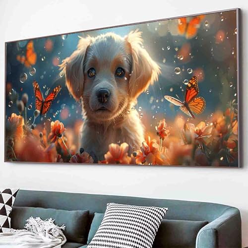 Tier Diamond Painting Hund Diamond Painting Erwachsene Groß XXL 50x100cm Vollbohrer Diamanten Malerei Kinder Stickerei Kreuzstich Bastelset Erwachsene, Geschenke für Frauen, Deko Wohnzimmer -71y9 von Waxonle