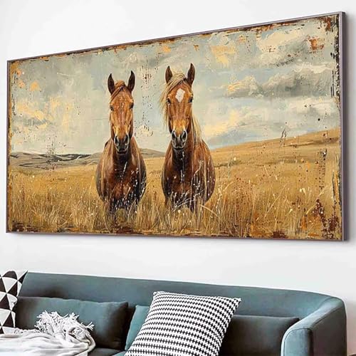 Tier Diamond Painting Pferd Diamond Painting Erwachsene Groß XXL 60x120cm Vollbohrer Diamanten Malerei Kinder Stickerei Kreuzstich Bastelset Erwachsene, Geschenke für Frauen, Deko Wohnzimmer -33dH von Waxonle