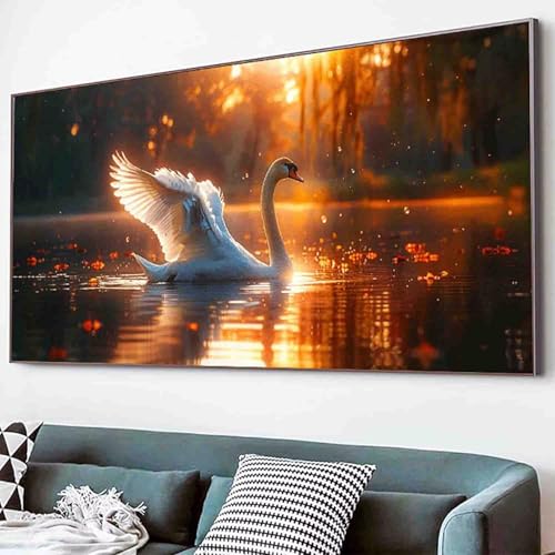 Tier Diamond Painting Schwan Diamond Painting Erwachsene Groß XXL 50x100cm Vollbohrer Diamanten Malerei Kinder Stickerei Kreuzstich Bastelset Erwachsene, Geschenke für Frauen, Deko Wohnzimmer -87j4 von Waxonle