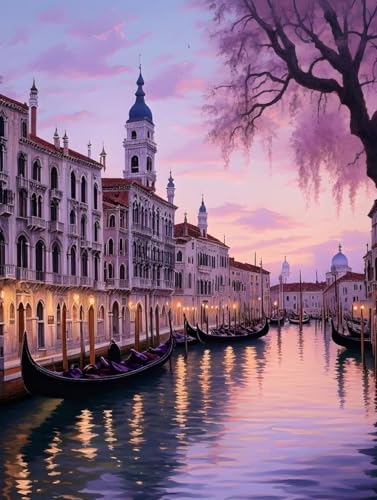 Venedig Diamond Painting Erwachsene DIY 5D Diamond Painting Bilder Landschaft Diamant Painting 40x50cm, Diamond Art Painting Kinder Stickerei Basteln Set, für Wandzimmer Deko, Geschenke für Frauen -In von Waxonle