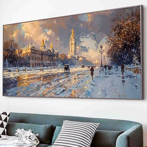 Winter Diamond Painting Stadt Diamond Painting Erwachsene Groß XXL 30x60cm Vollbohrer Diamanten Malerei Kinder Stickerei Kreuzstich Bastelset Erwachsene, Geschenke für Frauen, Deko Wohnzimmer -35dU von Waxonle