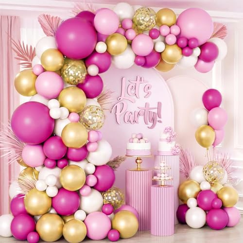 Luftballons Geburtstag Rosa, 79 Stück Rosa Ballon Girlande Party Deko, Hot Pinke Magenta Fuchsia Luftballons Girlande, Ballon Girlande Rosa für Geburtstagsdeko Mädchen Babyparty Deko Hochzeit Deko von Wayfun