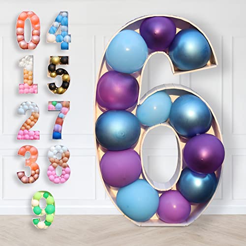 3FT Ballons Mosaik Nummer 6 Geburtstags Party Dekoration,Karton Zahlen Ständer Mosaik Luftballons Rahmen für Jungen Mädchen Geburtstags Party Hintergrund,Babyparty,Jubiläum,6th Genburtstag Feier von Wayfun