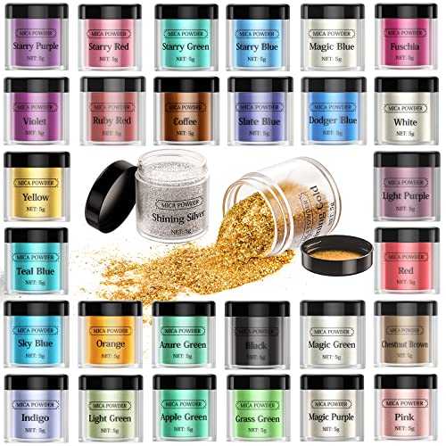 Epoxidharz Farbe Mica Pulver 30er Waysroma Epoxidharz Farbe Metallic Pulver set Pigmentpulver für DIY, Epoxidharz, Seifen, Kerze, Schleim, Kosmetik, Nagellack von Waysroma