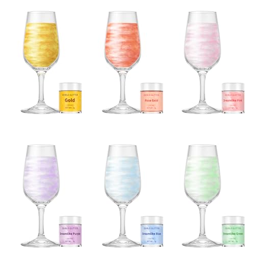 Waysroma Essbarer Glitzer für Getränke 6 Farben, Lebensmittel Glitzer set Geschmacklos Glitzer Getränke für Cocktails, Likör, Sekt, Wein, Champagner, Halloween Kuchen (3g/Flasche) von Waysroma