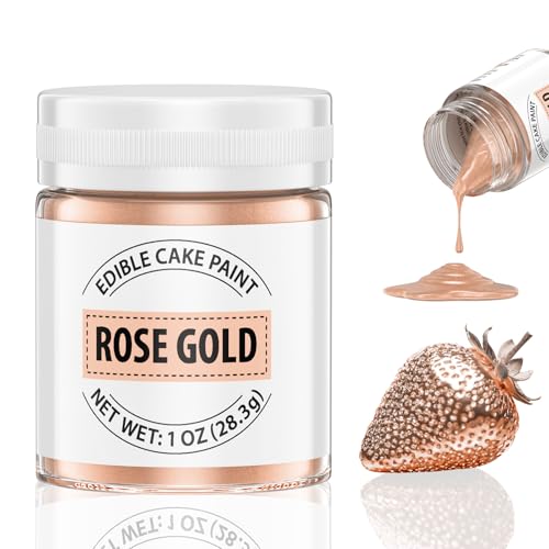 Rose Gold Essbarer Glitzer, 28g Flüssiges Essbares Glitzerpulver für Kuchen - Eskalieren Metallisch Glitzer Paint für Fondant, Schokolade, Kuchendeko, Lebensmittel Glitzer Glitzerpuder für Torten von Waysroma