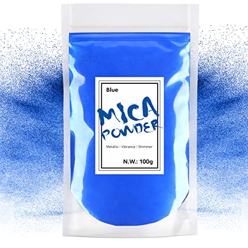 Waysroma Epoxidharz Farbe 100g, Blau Mica Pulver Natur Metallic Epoxidharz Pigment für Kunsthandwerk, Farbe, Seife, Badebomben, Schleim, Kerzen, Schmuck, Kosmetik, Nagelkunst von Waysroma