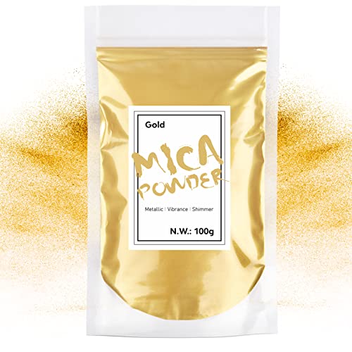 Waysroma Epoxidharz Farbe 100g, Gold Mica Pulver Natur Metallic Epoxidharz Pigment für Kunsthandwerk, Farbe, Seife, Badebomben, Schleim, Kerzen, Schmuck, Kosmetik, Nagelkunst von Waysroma