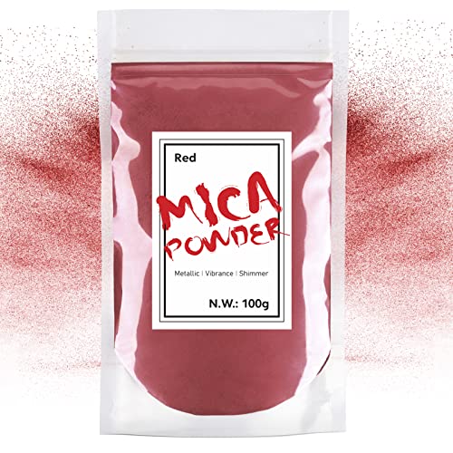 Waysroma Epoxidharz Farbe 100g, Rot Mica Pulver Natur Metallic Epoxidharz Pigment für Kunsthandwerk, Farbe, Seife, Badebomben, Schleim, Kerzen, Schmuck, Kosmetik, Nagelkunst von Waysroma