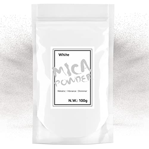 Waysroma Epoxidharz Farbe 100g, Weiß Mica Pulver Natur Metallic Epoxidharz Pigment für Kunsthandwerk, Farbe, Seife, Badebomben, Schleim, Kerzen, Schmuck, Kosmetik, Nagelkunst von Waysroma