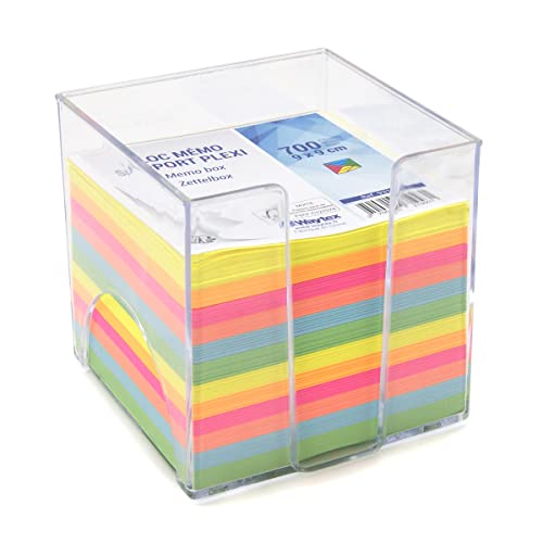 WAYTEX 931151 Memoblock mit 700 bunten Notizen, 9 x 9 cm, mit transparentem Kunststoffhalter von Waytex