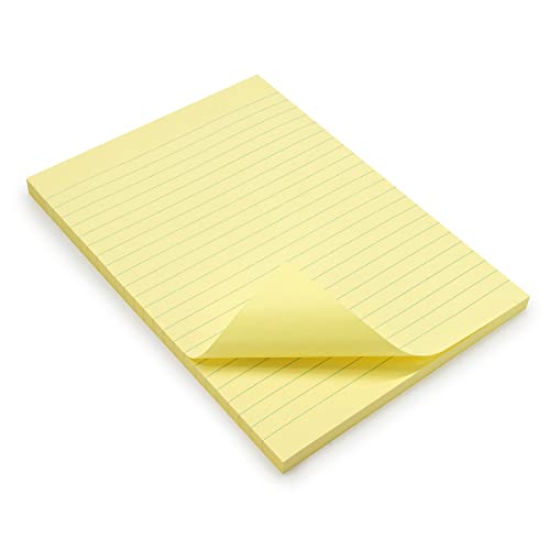 WAYTEX 931685 100 Haftnotizen A5 mit Linien, Block mit 100 Blatt, selbstklebend, repositionierbar, groß, 15 x 21 cm, Pastellgelb von Waytex