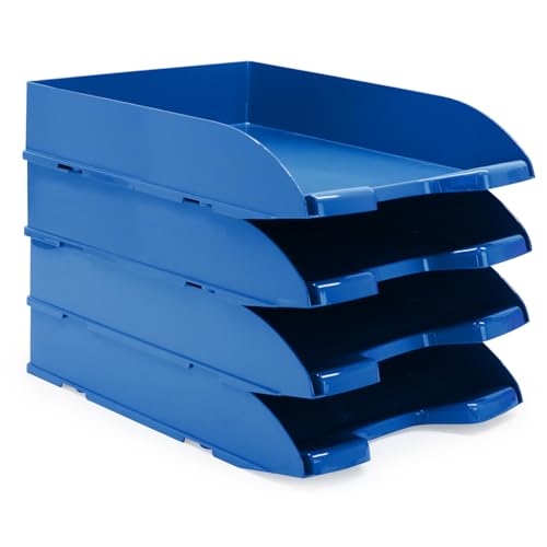 Waytex Briefablagen, A4, Kunststoff, Blickdicht, Blau, 4 Stück von Waytex