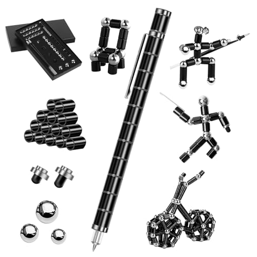 Wbbrbbr Magnetischer Kugelschreiber, Fidget Pen, Lustige Multifunktions Stift, Stressabbau Druckkugelschreiber Geschenk Gadgets für Junge Männer Frauen Kinder Teenager Freunde.(Schwarz) von Wbbrbbr